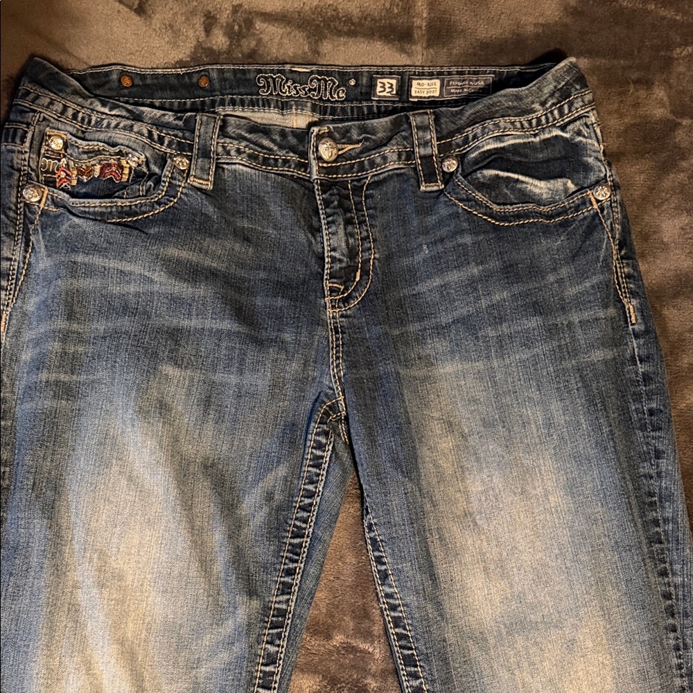33/Long Miss Me Easy Boot Womens Distressed Jeans